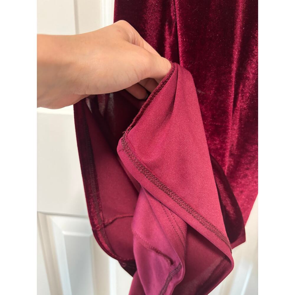 Burgundy Velvet Strappy Midi Dress - Picture 6 of 10